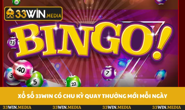 Xổ số 33WIN có chu kỳ quay thưởng mới mỗi ngày